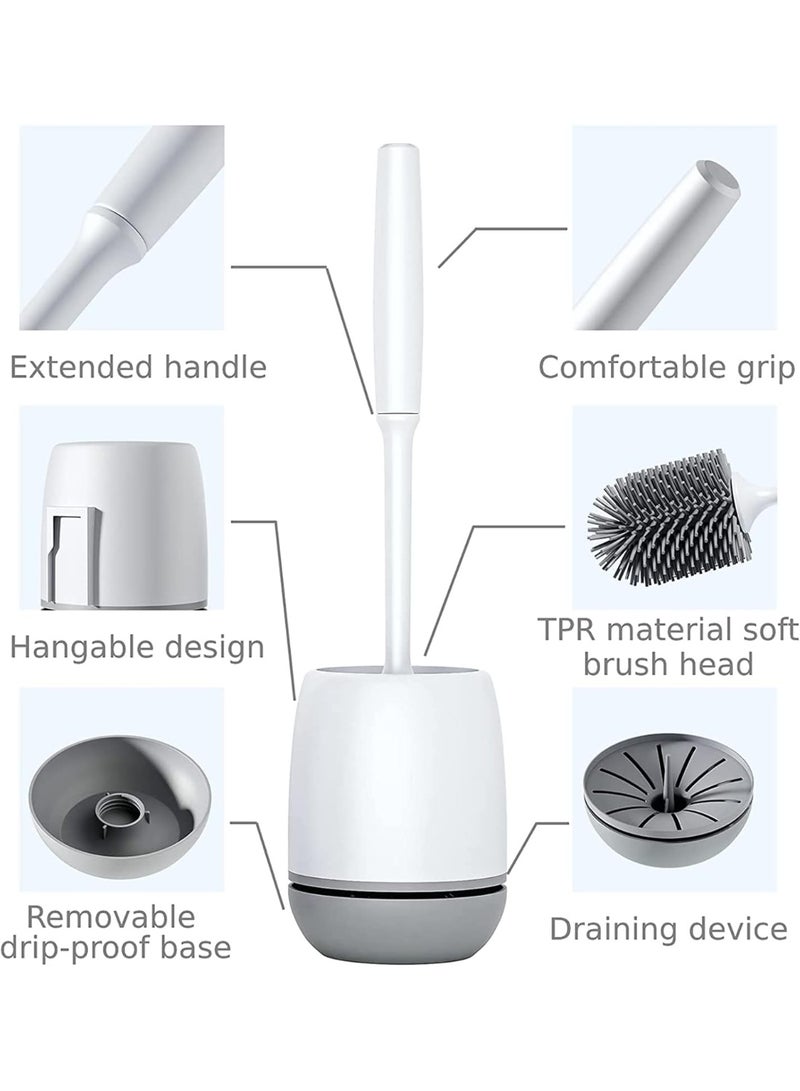 Toilet Brush, Toilet Bowl Brush and Holder, Toilet Cleaner Brush for Bathroom,Floor Standing & Wall Mounted Toilet Scrubber Without Drilling - Image 5